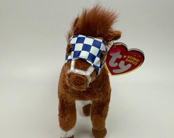 TY Beanie Baby « Secrétariat » le cheval ! Gagnant de la triple couronne 1973 - Rare ! (6,5 pouces)
