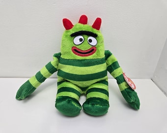 TY Beanie Baby "Brobee" het groen gestreepte monster - TV-serie Yo Gabba Gabba (8 inch)