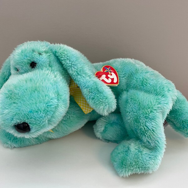 TY Beanie Buddy “Diddley” the Teal Dog Plush (12.5 inch)