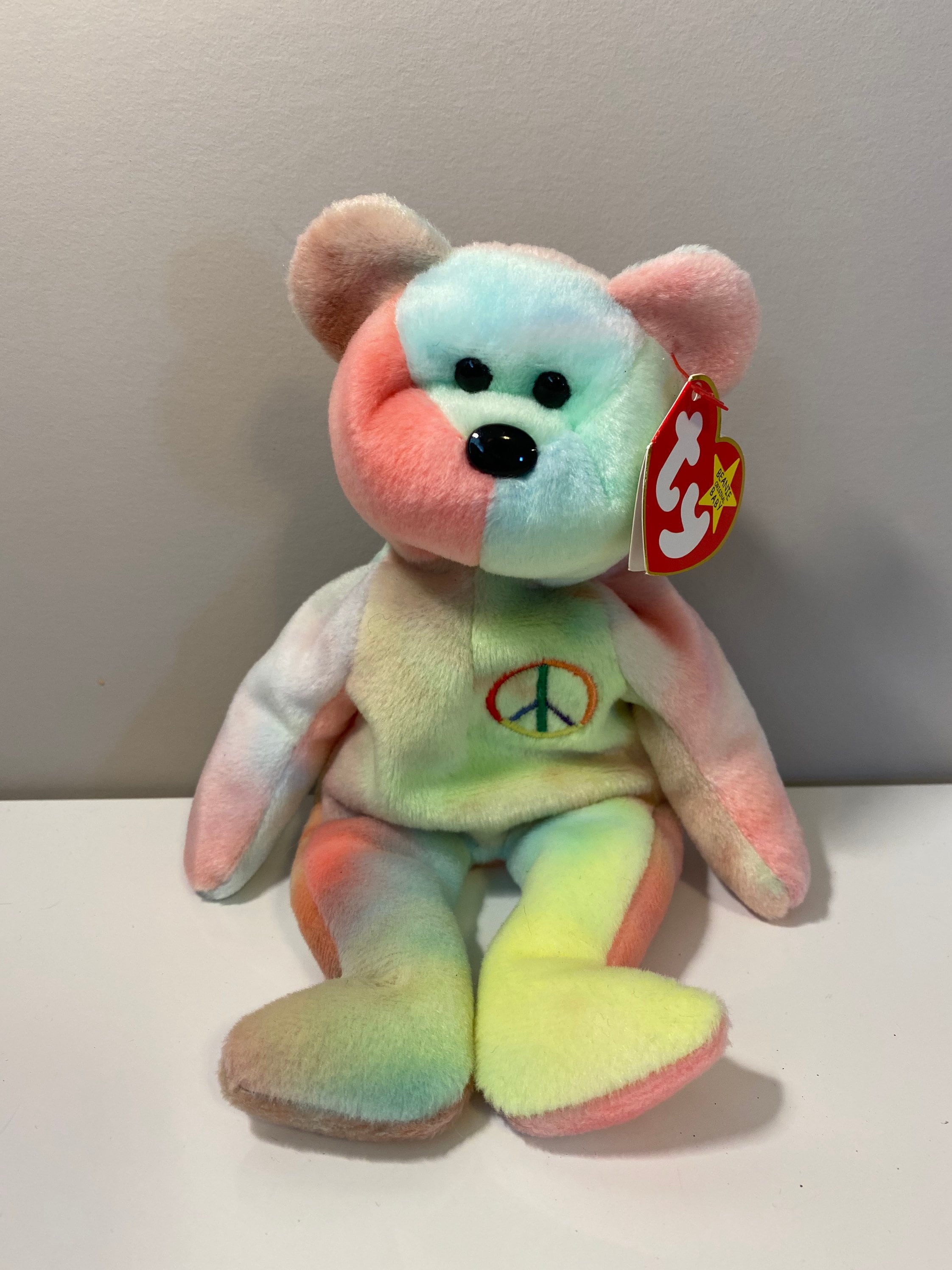 Ty Beanie Baby peace the Tie dye Bear Stamp 102 Inside Tush Tag