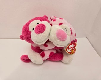 Ty Beanie Baby “Romeo & Juliet” the Pink Hugging Attached Monkeys (6 inch)