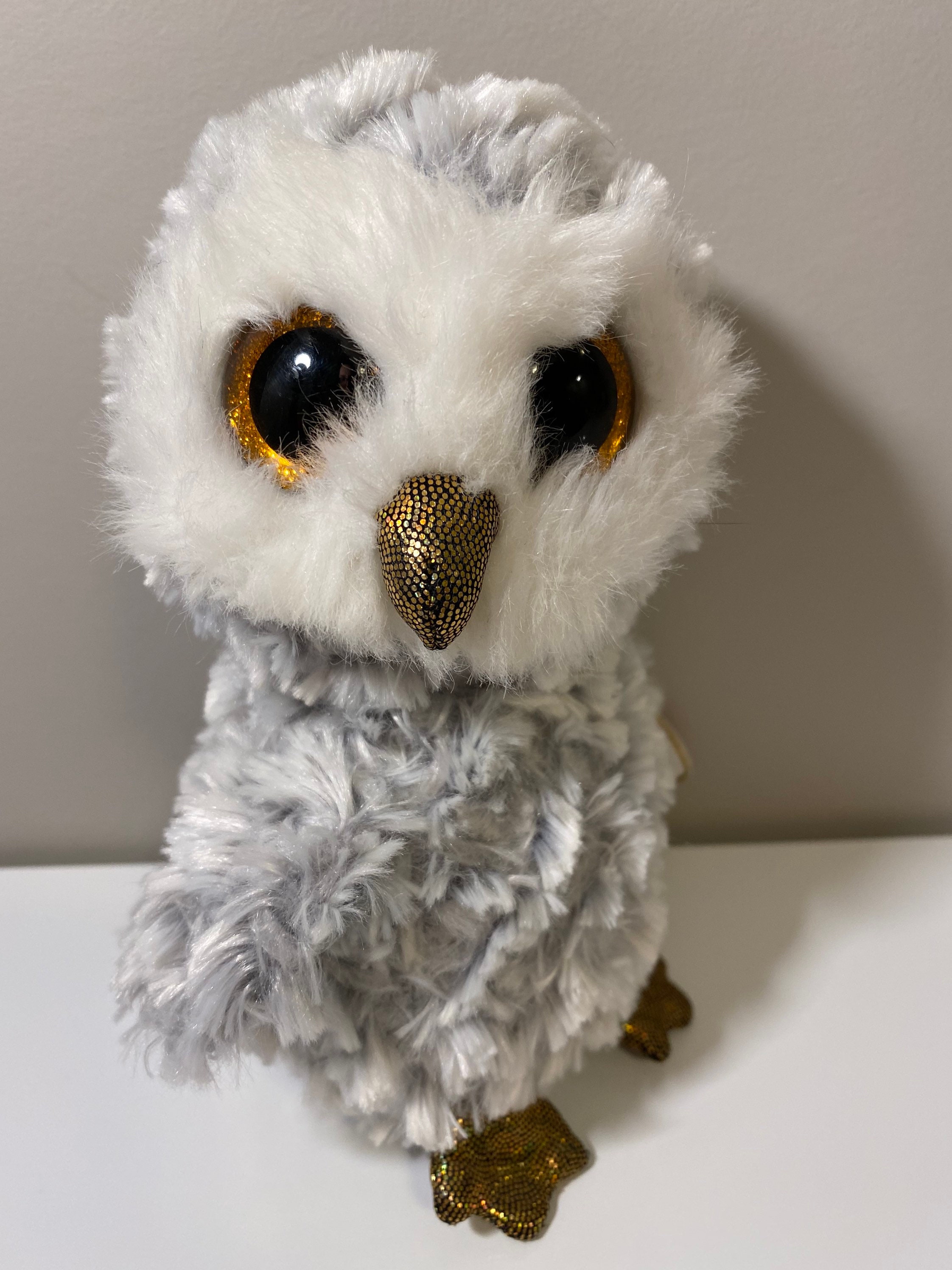 Ty Beanie Boo owlette the Owl With Gold Glitter Eyes 6 Inch 