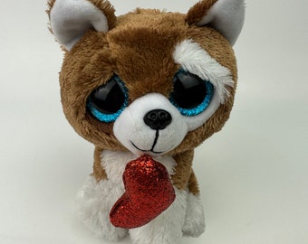 Ty Beanie Boo “Smootches” the Dog Holding a Red Heart - No Hang Tag (6 inch)