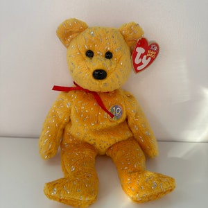 Ty Beanie Baby Decade Bear the Yellow Bear  (8.5 inch)