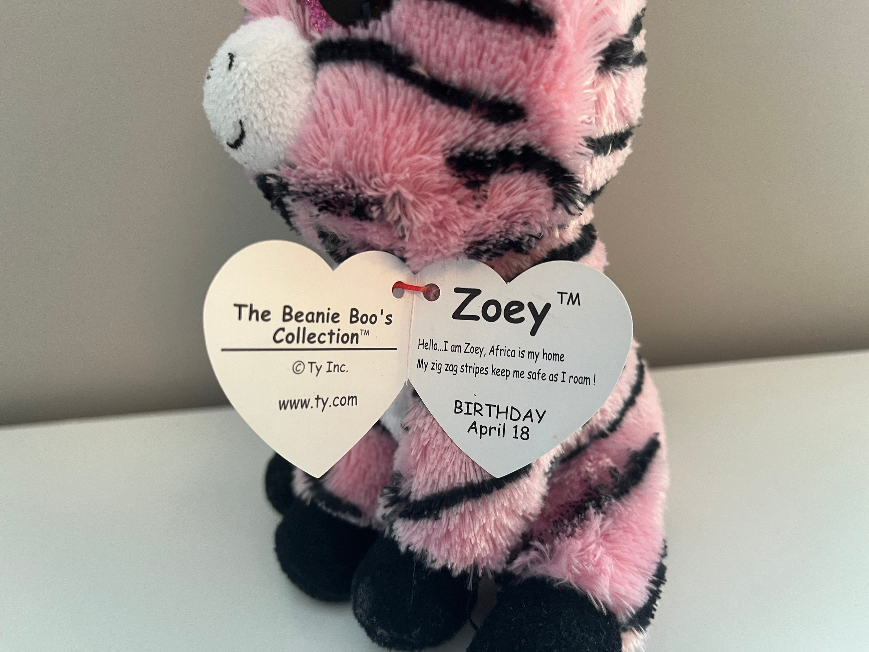 TY Beanie Boo Plush - Zoey the Zebra 15cm (Color may vary)