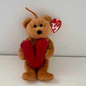 Bonnet Ty Alphabet « V » l'ours tenant la lettre V (4,5 pouces)