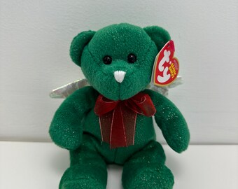 Ty Beanie Baby “Hark” the Angel Bear with iridescent wings - Green Version (6 inch)