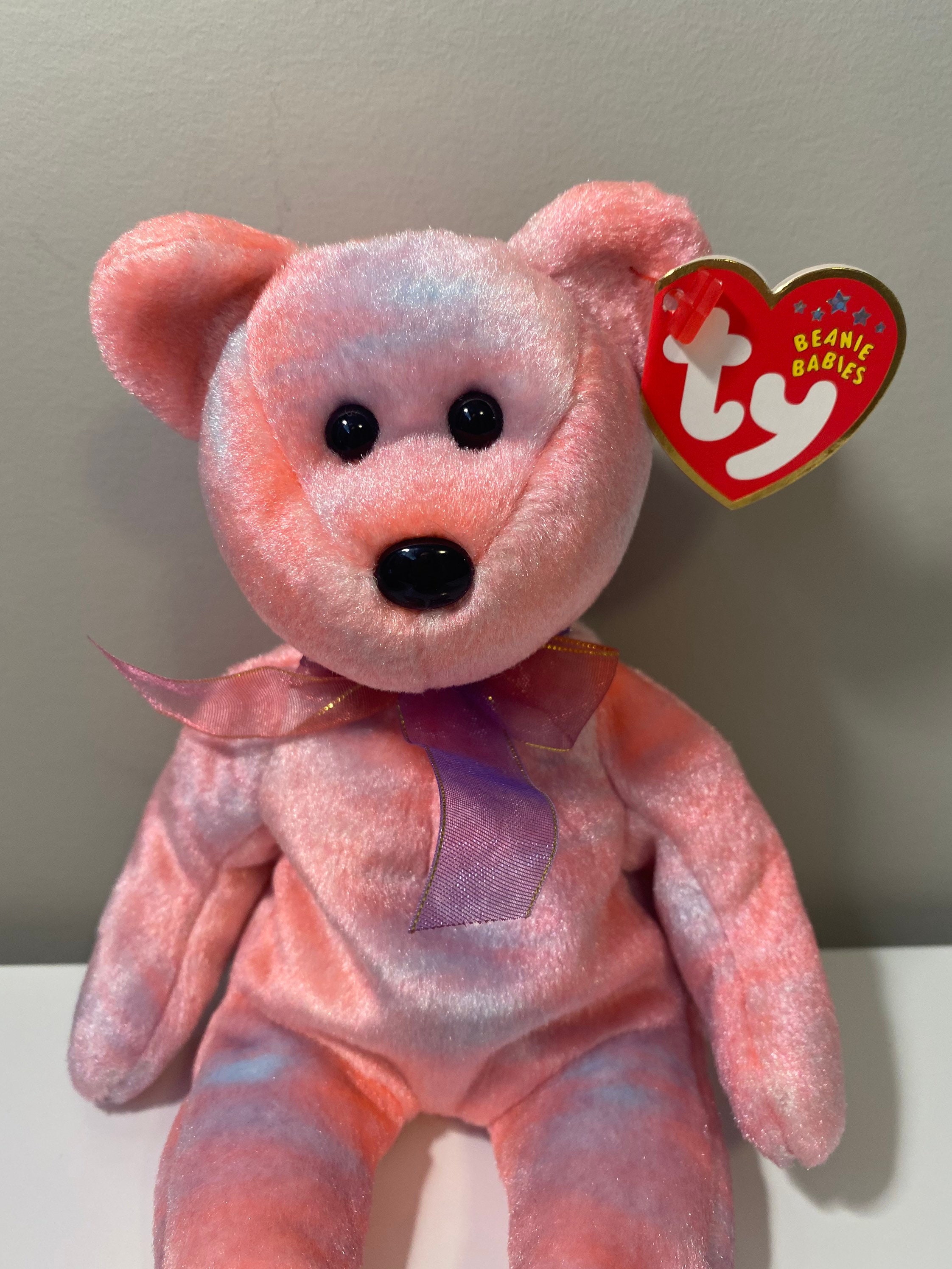 TY Beanie Baby clubby V the Pink Bear 8.5 Inch | Etsy