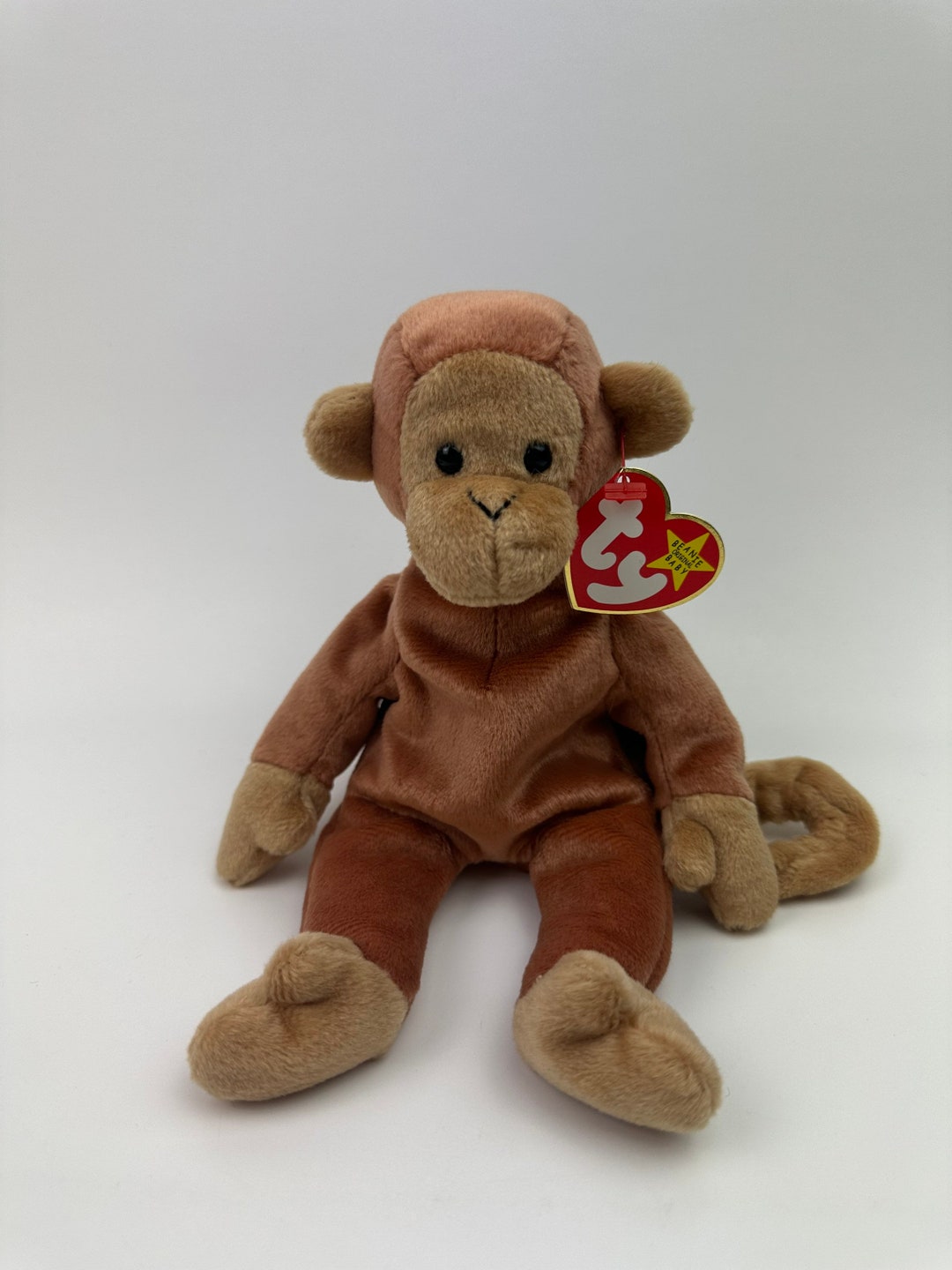 TY Beanie Baby Bongo the Adorable Monkey with Tan Tail Classic 90s Beanie 8.5 inch Etsy