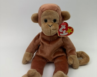 TY Beanie Baby “Bongo” the Adorable Monkey with Tan Tail - Classic 90s Beanie (8.5 inch)