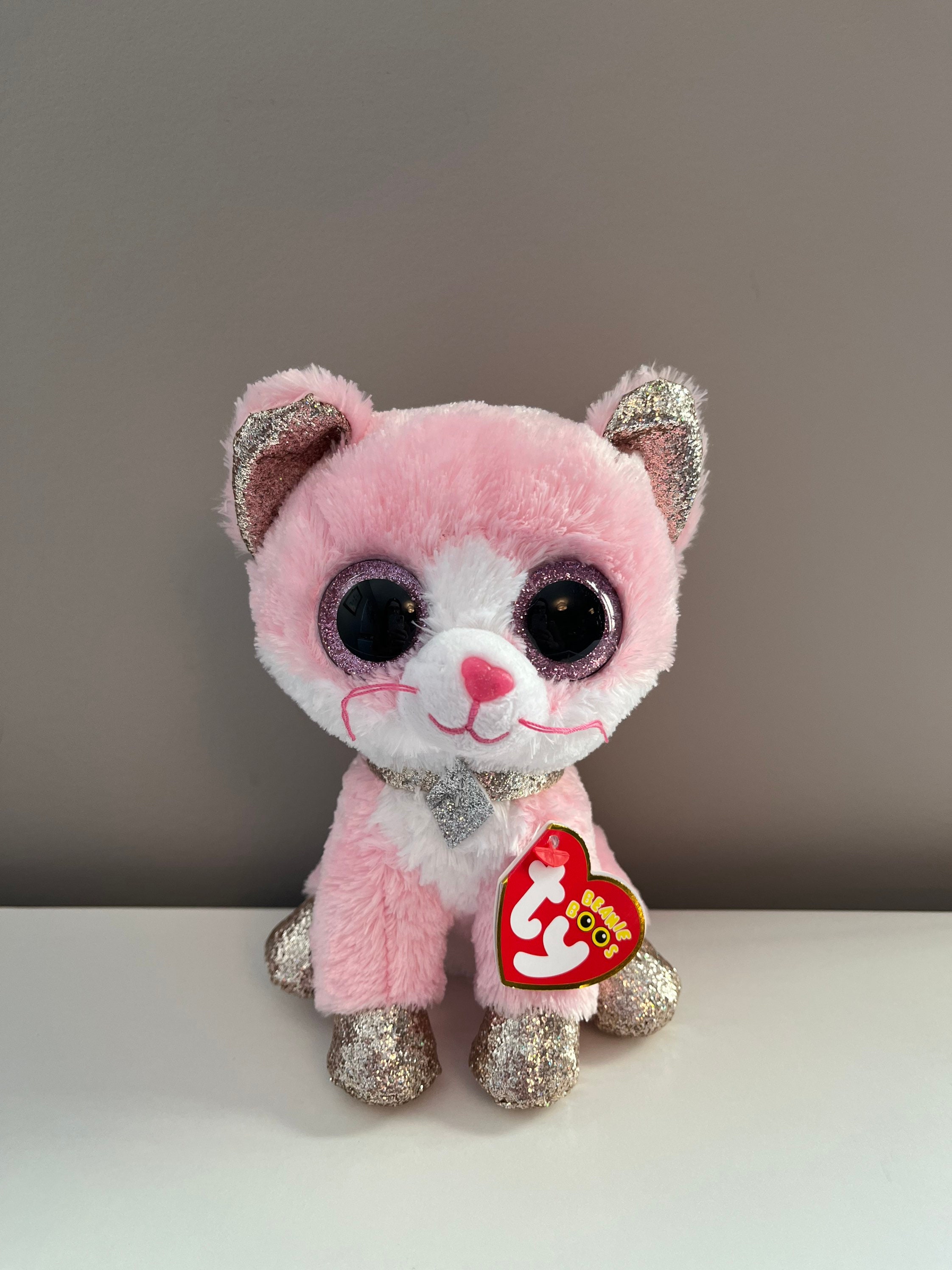 Peluche Ty Beanie Boo's porte clé Kiki le chat gris