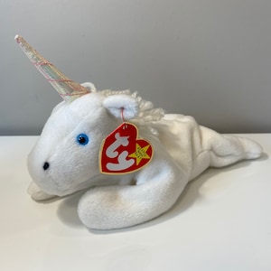 Ty Beanie Baby “Mystic” the Unicorn with Pink Sparkly Horn and Coarse Mane (8 inch)