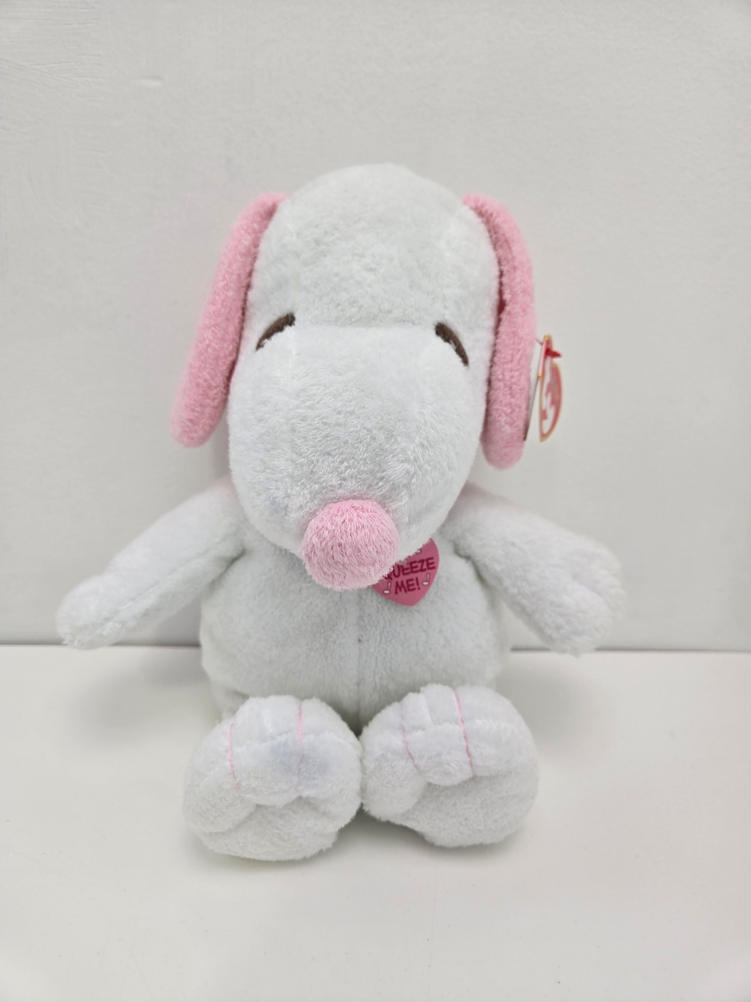 Ty Pluffies Collection “snoopy” the Pink Dog From Peanuts *rare