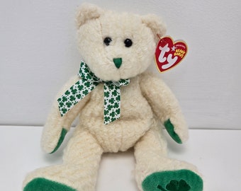 Ty Beanie Baby « Woolins » le jour de la Saint-Patrick / Ours irlandais - Exclusivité Internet *Rare* (8 pouces)