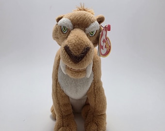 Peluche Ty Beanie Baby “Diego” el Tigre Dientes de Sable - Película La Era de Hielo 3 (sin etiqueta de estado impecable) *Raro* (15 cm)
