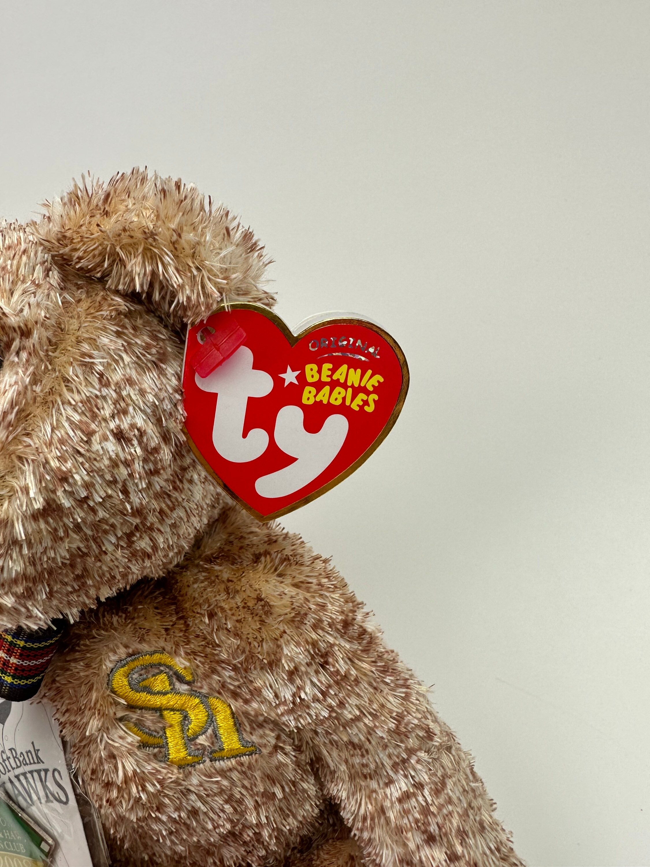Ty Beanie Baby “white” the Softbank Club Hawks Bear - Japan