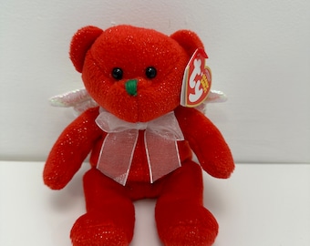 Ty Beanie Baby “Hark” the Angel Bear with iridescent wings - Red Version (6 inch)