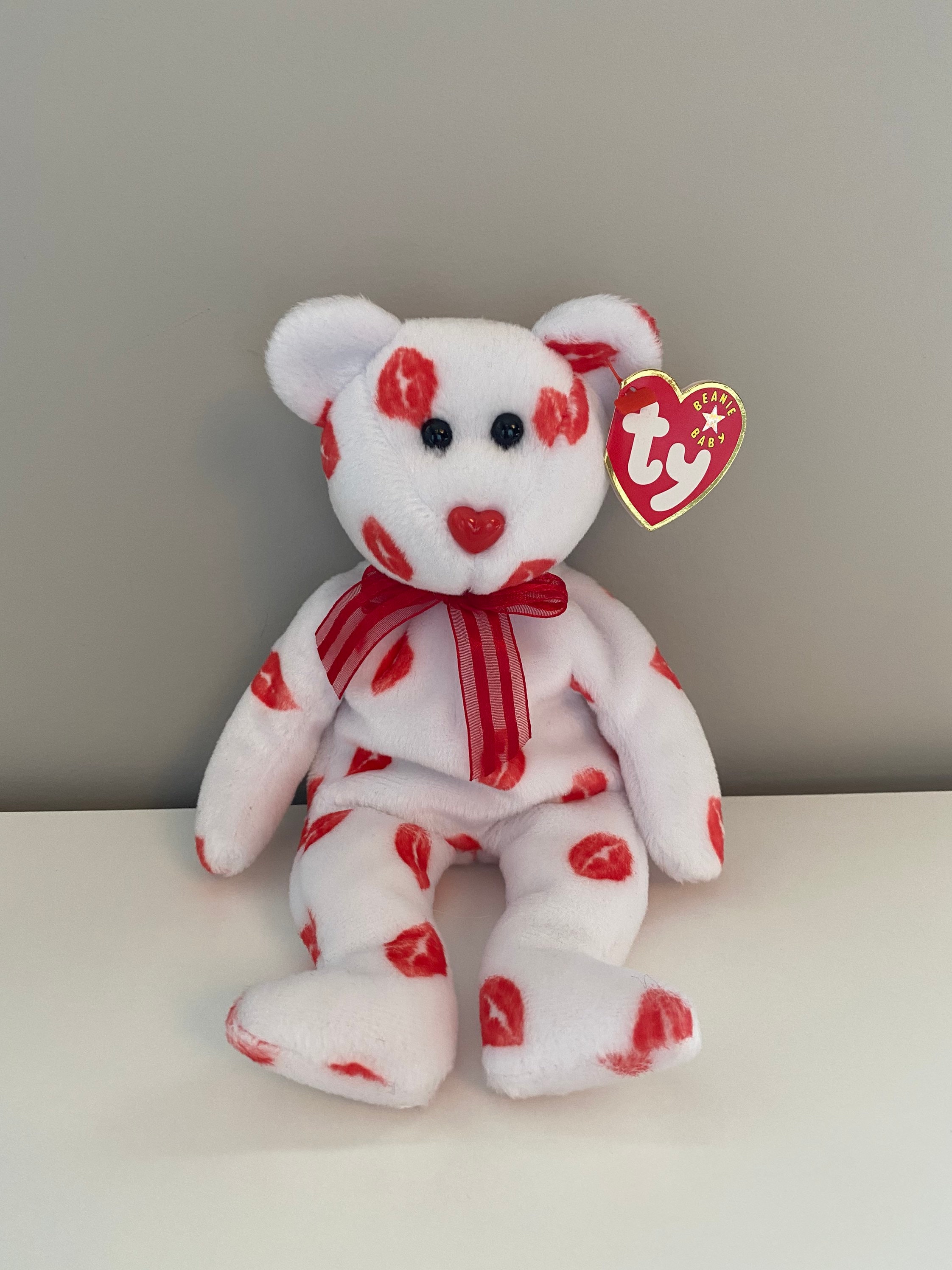 Ty Beanie Baby smooch the White Love Bear With Kisses 8.5 Inch Etsy