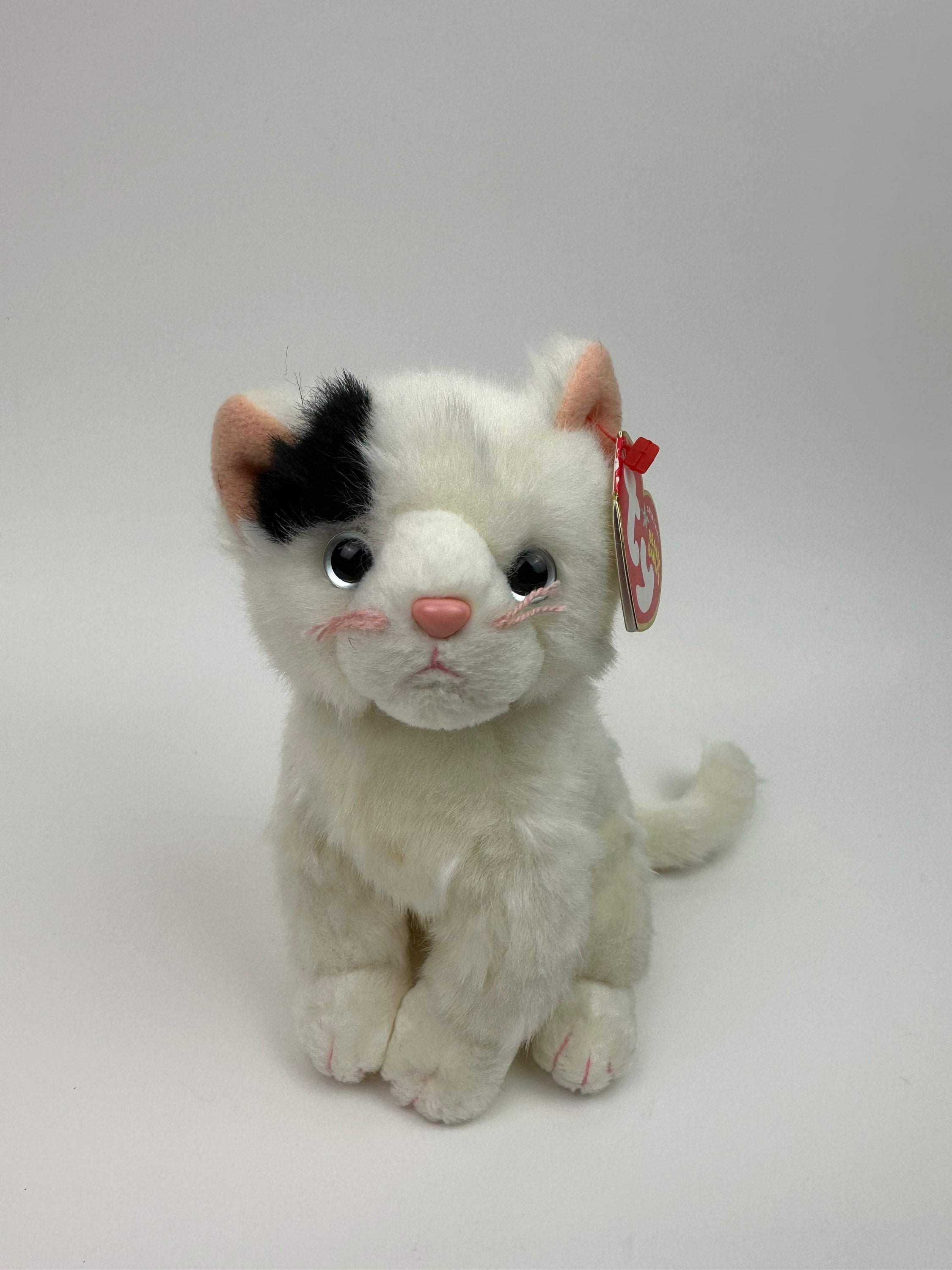 Ty Beanie Baby “delilah” the White Cat With Black Patch (7 Inch