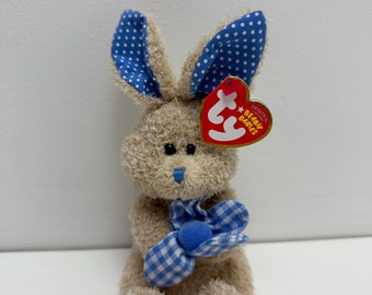 Ty Beanie Baby “Posy” the Bunny Holding Blue Flower  (7 inch)