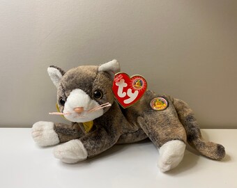 Ty Beanie Baby Plush cappuccino the Brown and White Kitty Cat
