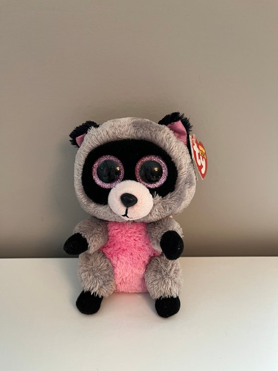 TY Beanie Boo rocco the Pink and Grey Racoon 6 Inch Etsy