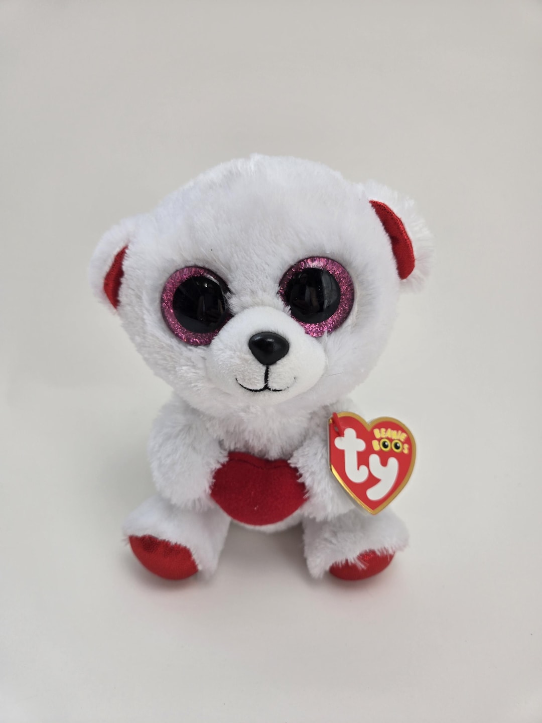 Ty Beanie Boo “cuddly Bear” the Bear Holding Red Heart (6 Inch