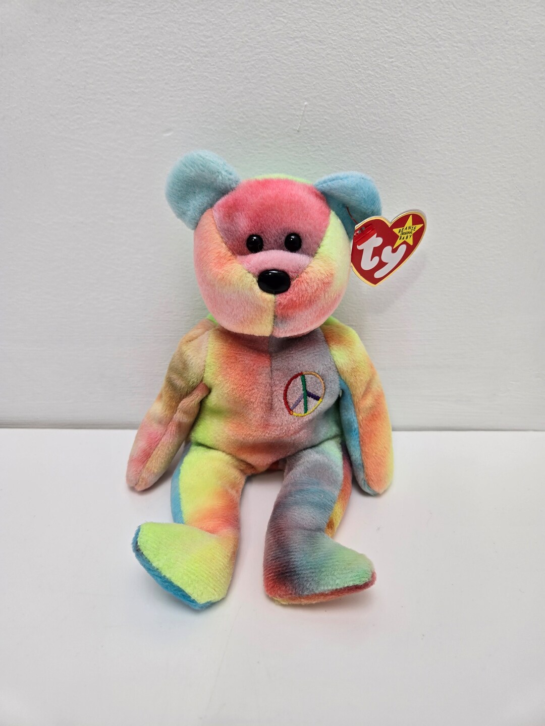 TY Beanie Baby Peace the Tie-dye Bear Made in Indonesia rare 8.5 Inch ...