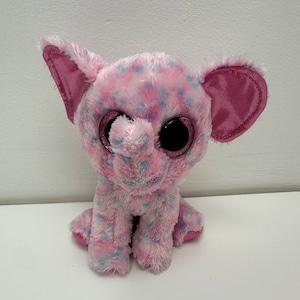 TY Beanie Boo « Ellie » l'adorable éléphant rose - Aucune étiquette volante (6 pouces)