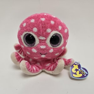 Peluche « Ollie » la pieuvre rose de Ty Beanie Boo avec oeil scintillant (4,5 pouces)