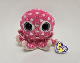 Ty Beanie Boo「Ollie」ピンクのタコのぬいぐるみ（キラキラの目付き