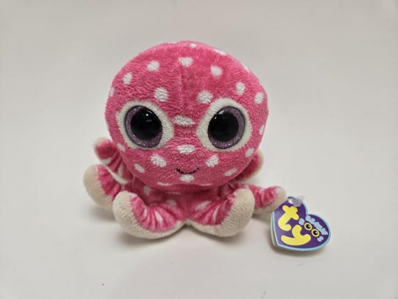 Ty Beanie Boo「Ollie」ピンクのタコのぬいぐるみ（キラキラの目付き