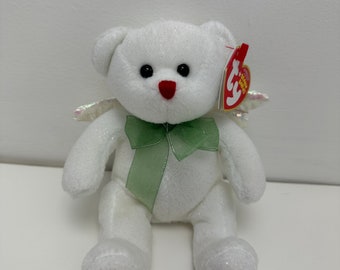 Ty Beanie Baby “Hark” the Angel Bear with iridescent wings - White Version (6 inch)