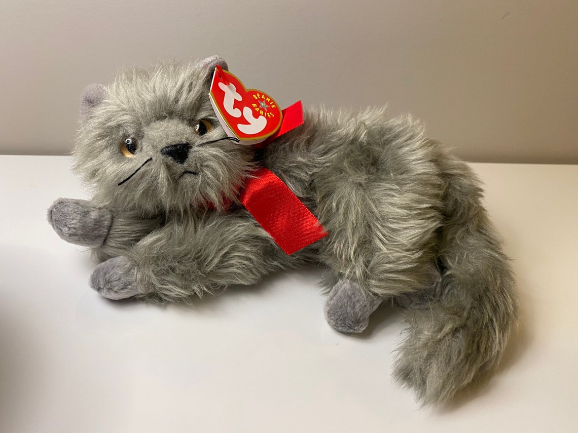 TY Beanie Baby beani the Grey Long Haired Cat Plush 7 Inch | Etsy