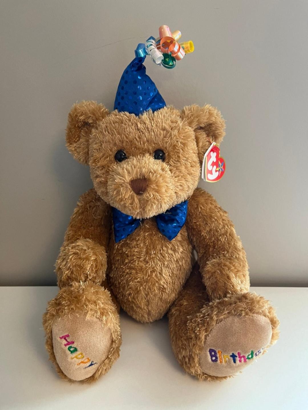 Ty Beanie Buddy “happy Birthday” the Birthday Bear With Party Hat