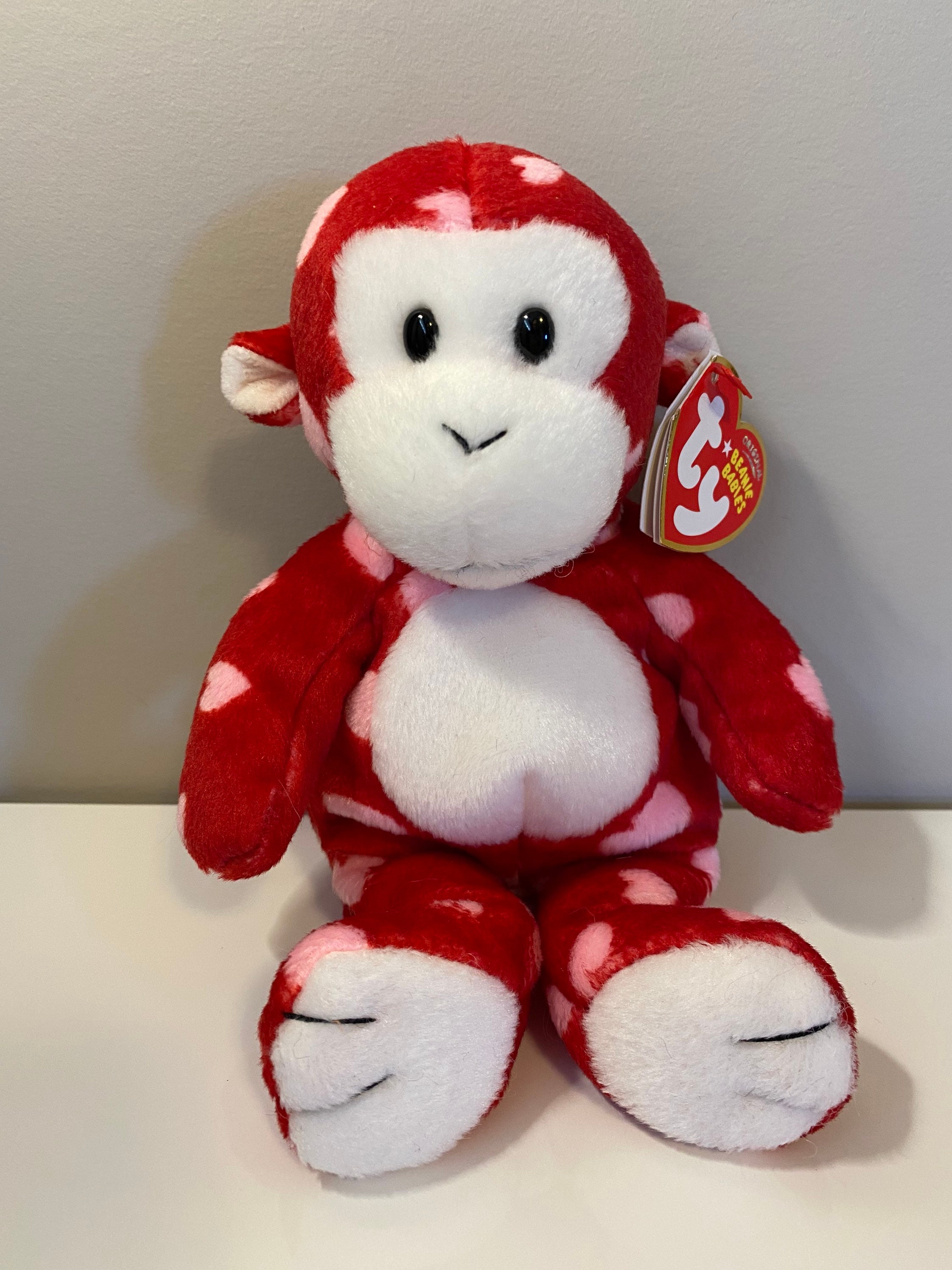 TY Beanie Baby Bliss the Red Love Monkey with Hearts Rare | Etsy