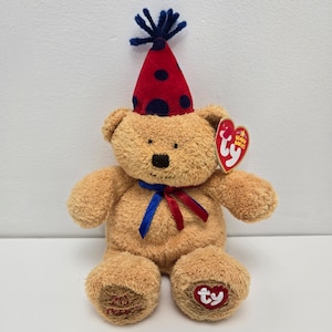 Ty Beanie Baby “Fun” o urso de aniversário (5,5 polegadas)