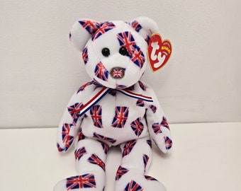 Ty Beanie Babies “Jack” the Bear - Versión con nariz de bandera - Exclusivo del Reino Unido (8,5 pulgadas)