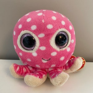 Peluche « Ollie » la pieuvre rose de Ty Beanie Boo avec oeil scintillant (4,5 pouces)
