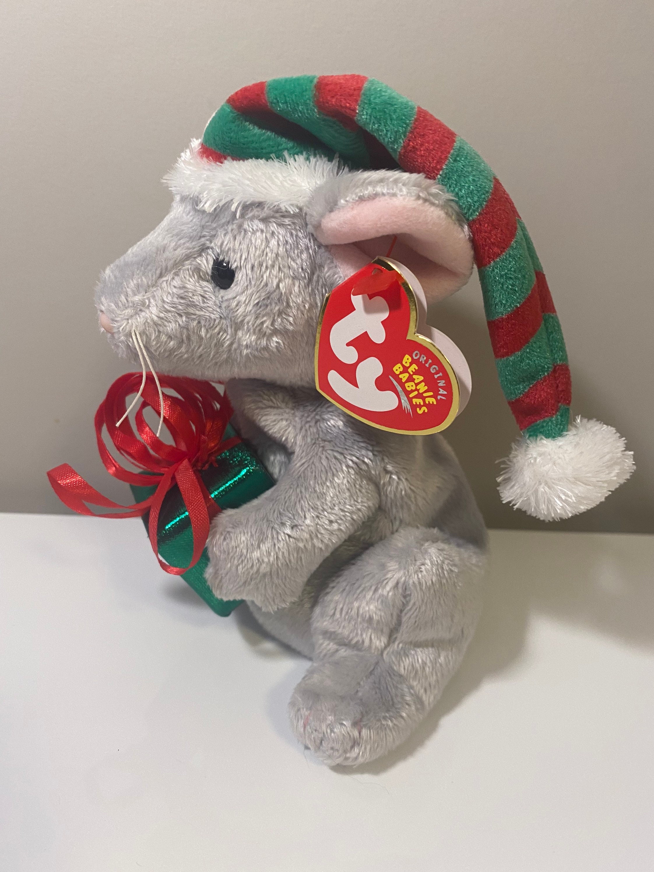 TY Beanie Baby Tiny Tim the Holiday Mouse Holding Present | Etsy