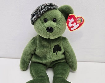 « Beaucoup de chance » Ty Beanie Baby l'ours de la Saint-Patrick - Bonnet bébé du mois ! *Rare* (8,5 pouces)
