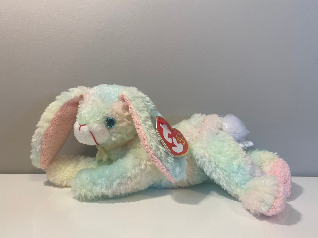 Ty Beanie Baby cottonball the Tie Dye Laying Down Bunny Etsy