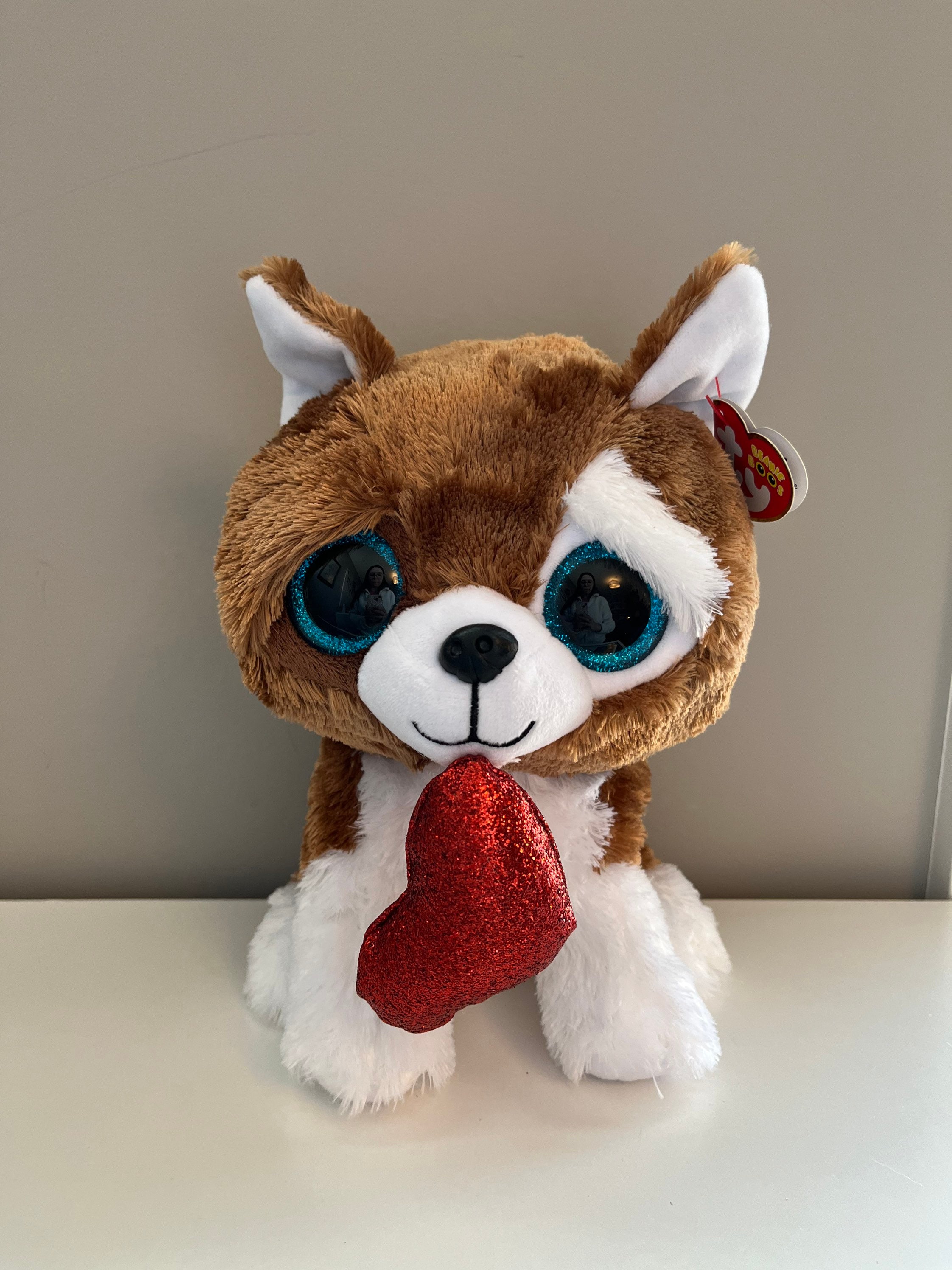Ty Beanie Boo Smootches der Hund mit rotem Herz 23 cm Etsy Schweiz