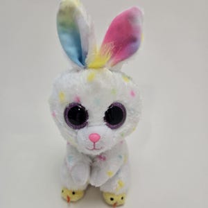 Ty Beanie Boo “Dusty” the Colourful Easter Bunny Rabbit - No Hang Tag (6 inch)