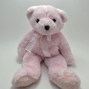 Oso de peluche rosa claro "Rosette" de la colección TY Classics (30 cm). Sin etiqueta, usado en la lavandería.