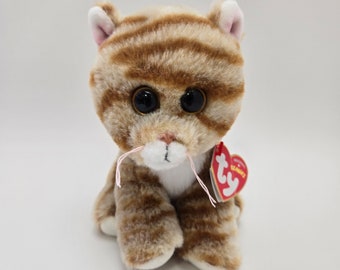 TY Beanie Baby "Cleo" l'adorabile gatto soriano - Etichetta sgualcita (6 pollici)