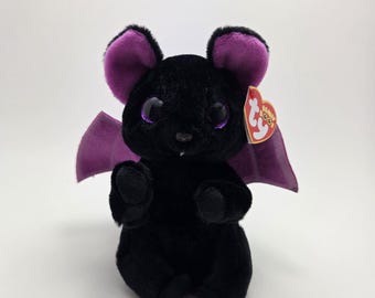 Ty Beanie Bellies "Batiste” the Halloween Bat Purple Black! (6 inch)