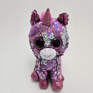 « Sparkle » la licorne rose à sequins Ty Flippables - Pas d'étiquette volante (6 pouces)