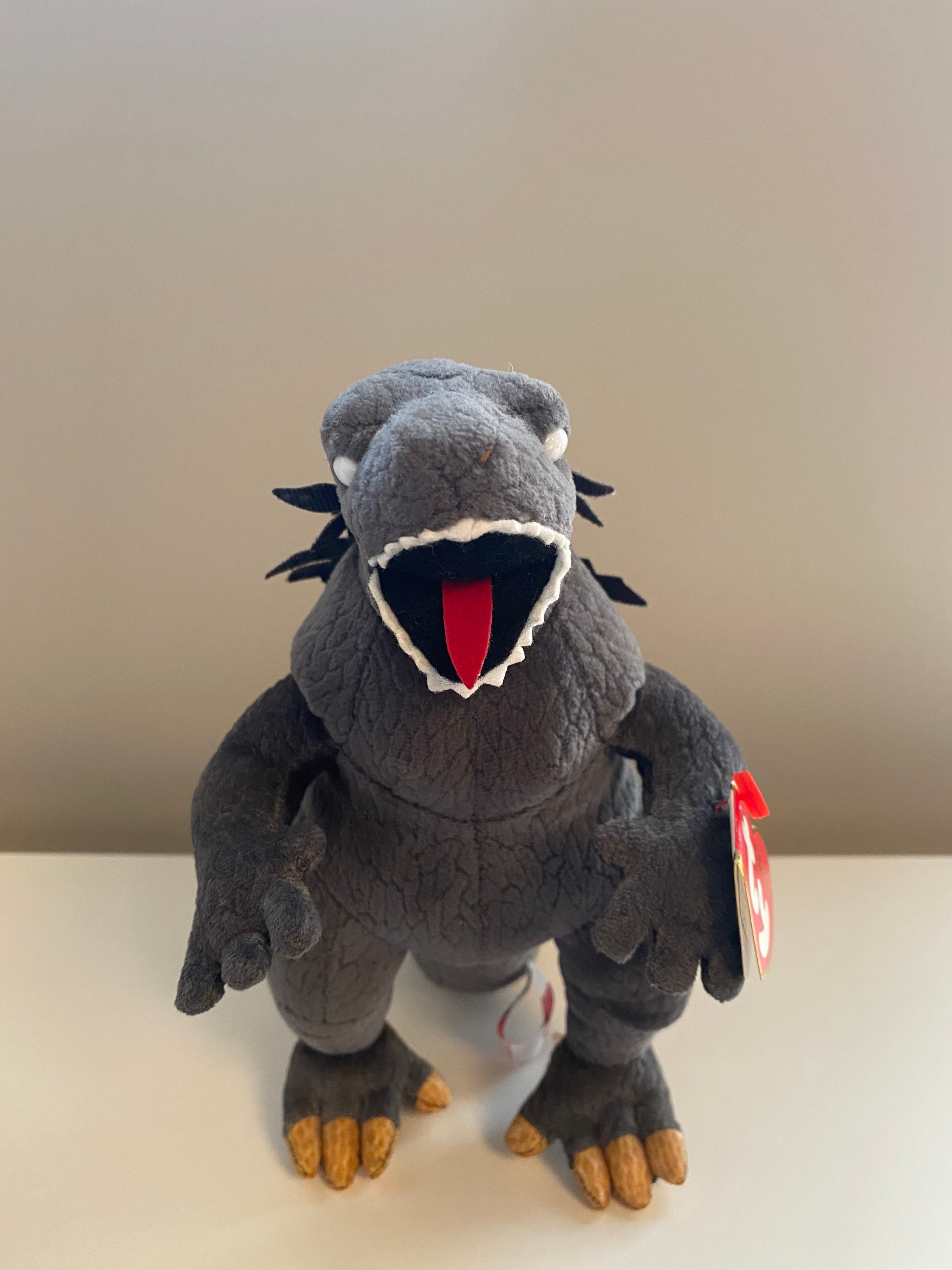 TY Classic Beanie Babys Japan Exclusive Godzilla Plush Doll White Eyes With Tag 