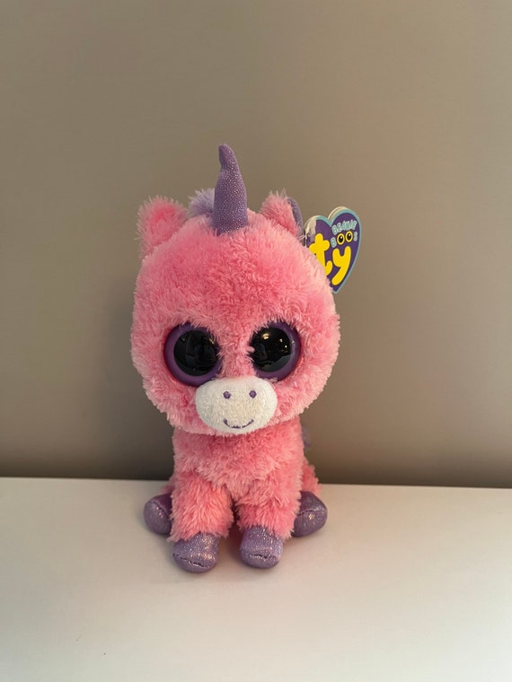 Ty Beanie Boo magic the Pink Unicorn Solid Eye Purple Hang Tag